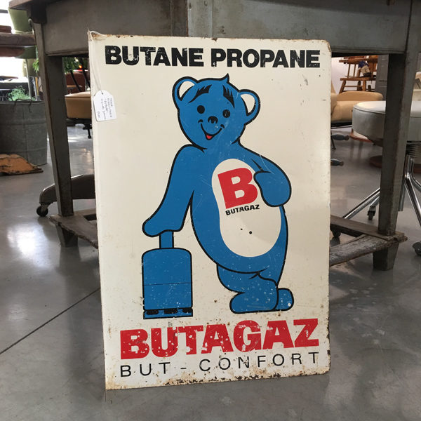 Insegna Butagaz in latta smaltata francese