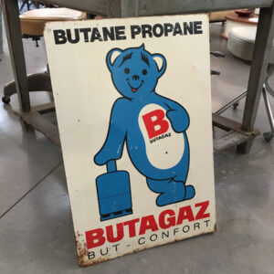 Insegna Butagaz in latta smaltata francese