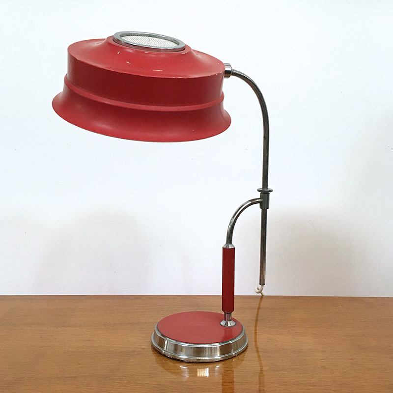 Lampada da scrivania vintage rossa regolabile - Bobeche vintage store  vintage store