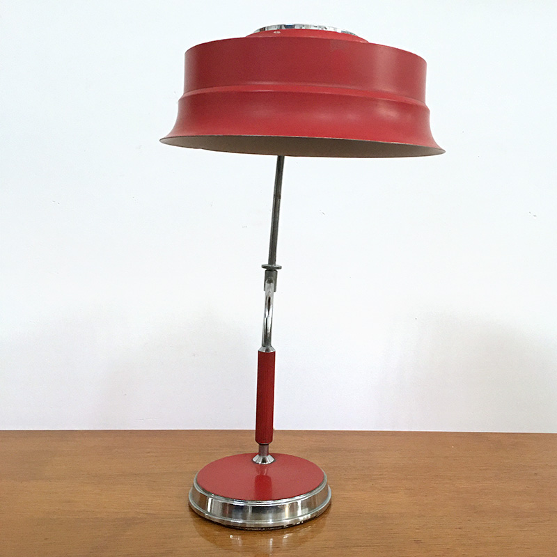 Lampada da scrivania dal design Retrò in metallo color Rosso con braccio  Flessibile 36 cm E27 Lampada da lettura per scrivania