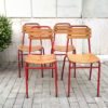 sedie da bistrot in ferro e legno a stecche vintage