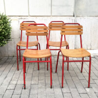 sedie da bistrot in ferro e legno a stecche vintage