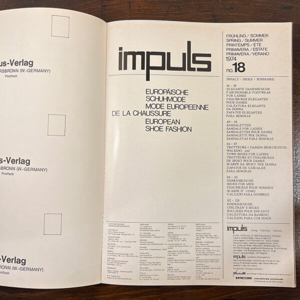 rivista impuls moda calzature anni '70