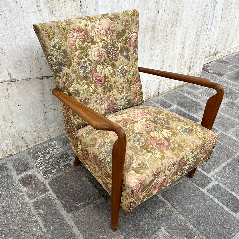 Poltrona vintage anni 50 tessuto a fiori