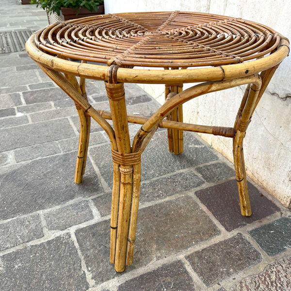 tavolino in bamboo rotondo vintage