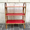 libreria in bamboo e formica rossa vintage