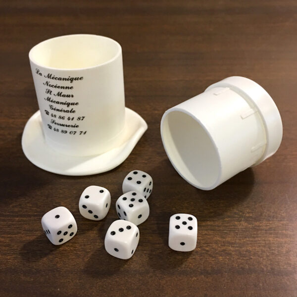 Tappo a forma di tuba con gioco dadi
