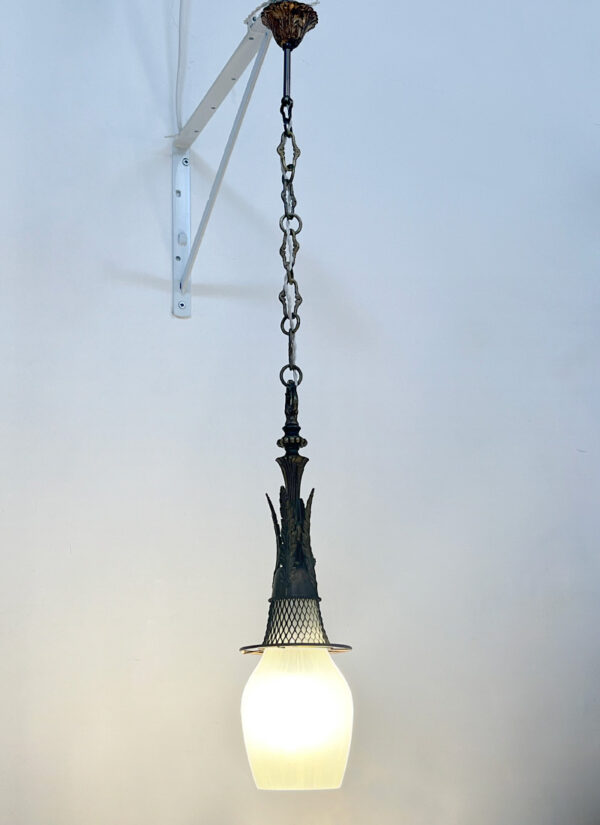 lampadario olandese anni 40 vintage bronzo e vetro