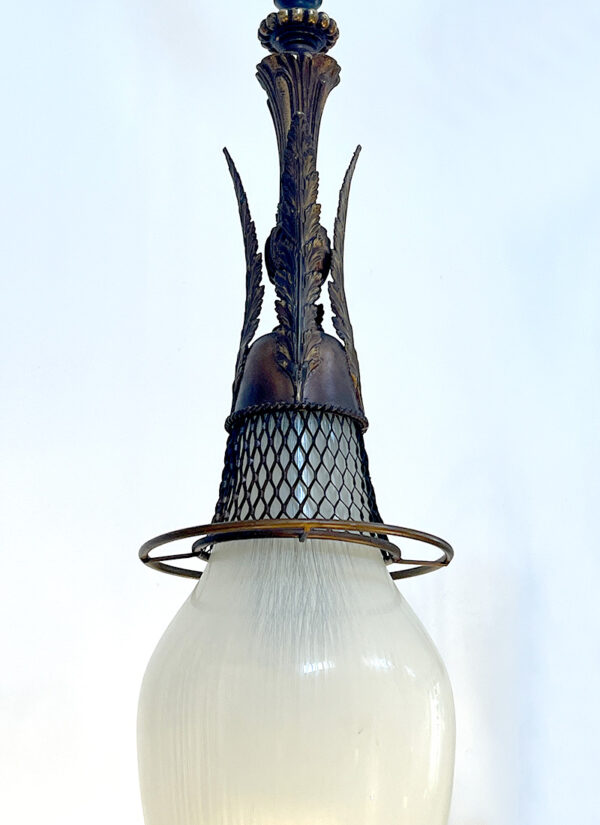 lampadario olandese anni 40 vintage bronzo e vetro