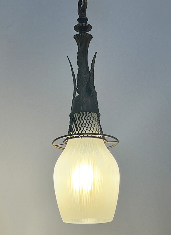 lampadario olandese anni 40 vintage bronzo e vetro