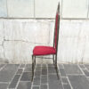 sedia ottone e velluto rosso vintage