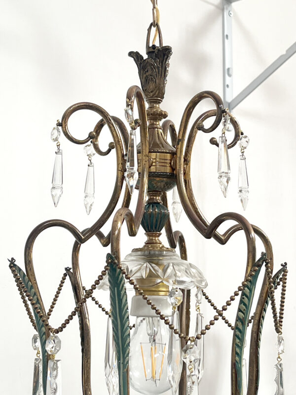 chandelier a cestino anni '50 Bobeche restauro lampadari